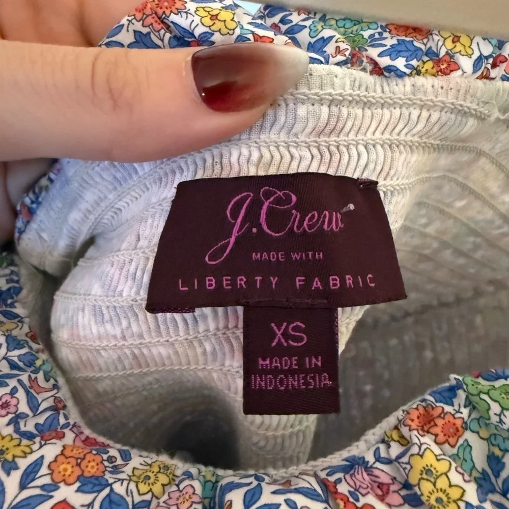 J. Crew Smocked Ruffle Liberty Fabric Floral Top Size X-Small Like New